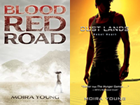 Book covers for Blood Red Road and Rebel Heart by Moira Young