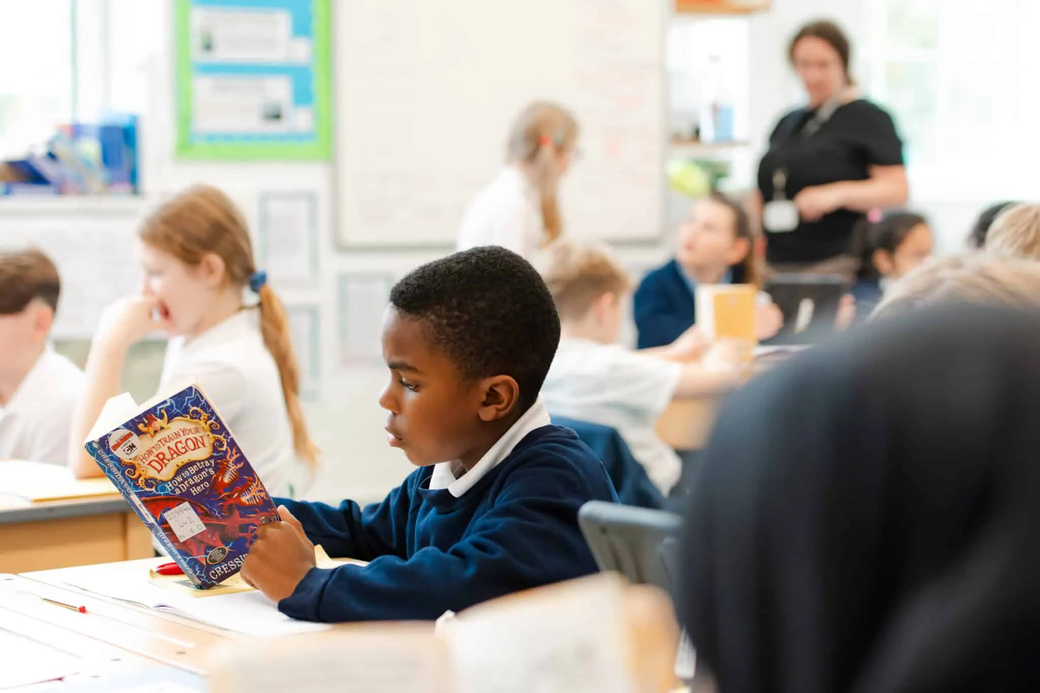 Boy reading book