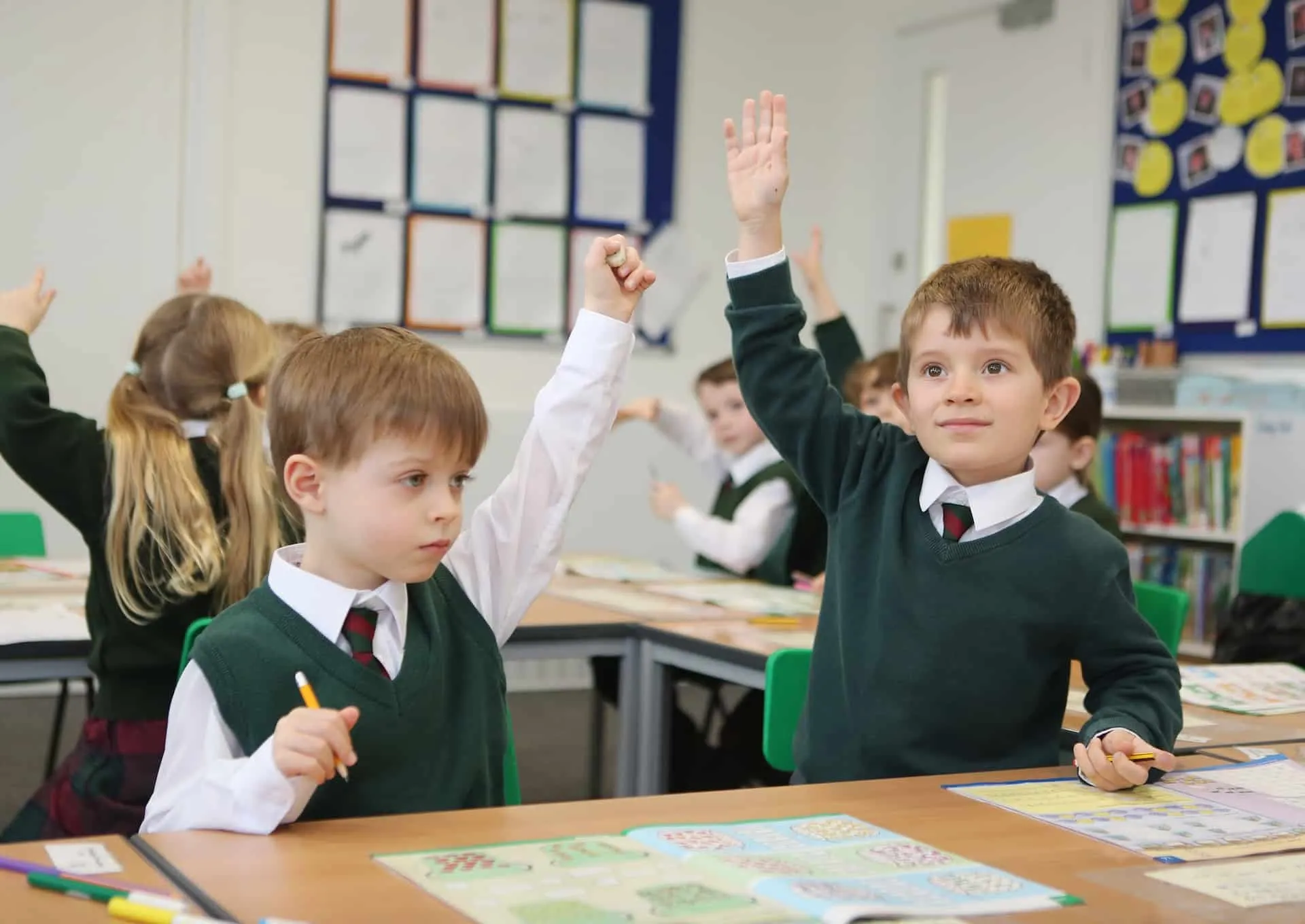 Primary children engaged in classroom